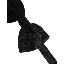 Men Black Paisley Silk Adjustable Neck Papillon Bow Tie