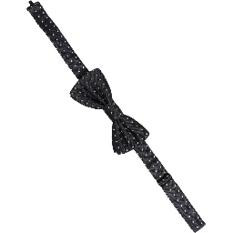 Black White Polka Dot Adjustable Neck Papillon Bow Tie