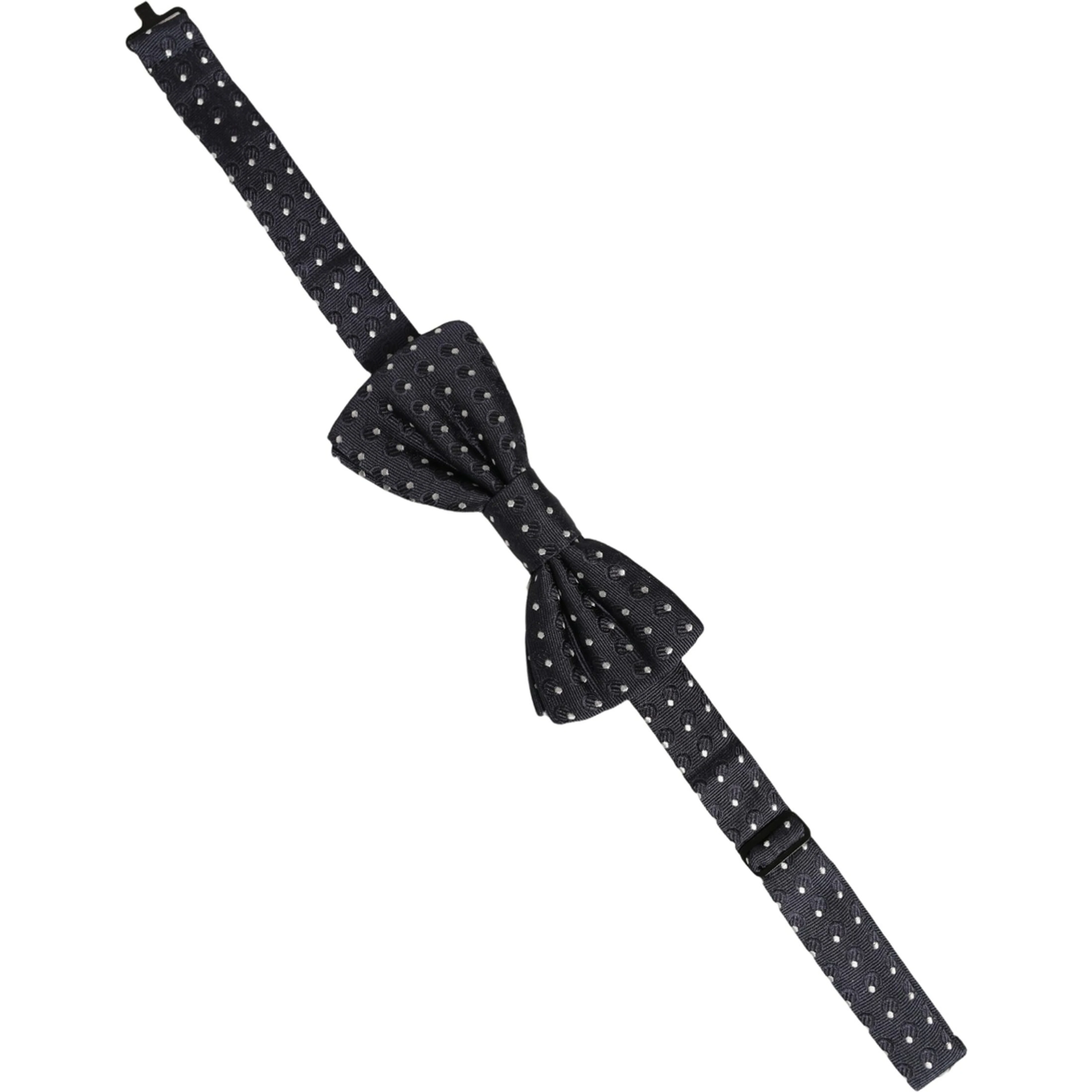 Black White Polka Dot Adjustable Neck Papillon Bow Tie