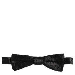 Men Black Floral Silk Adjustable Neck Papillon Bow Tie