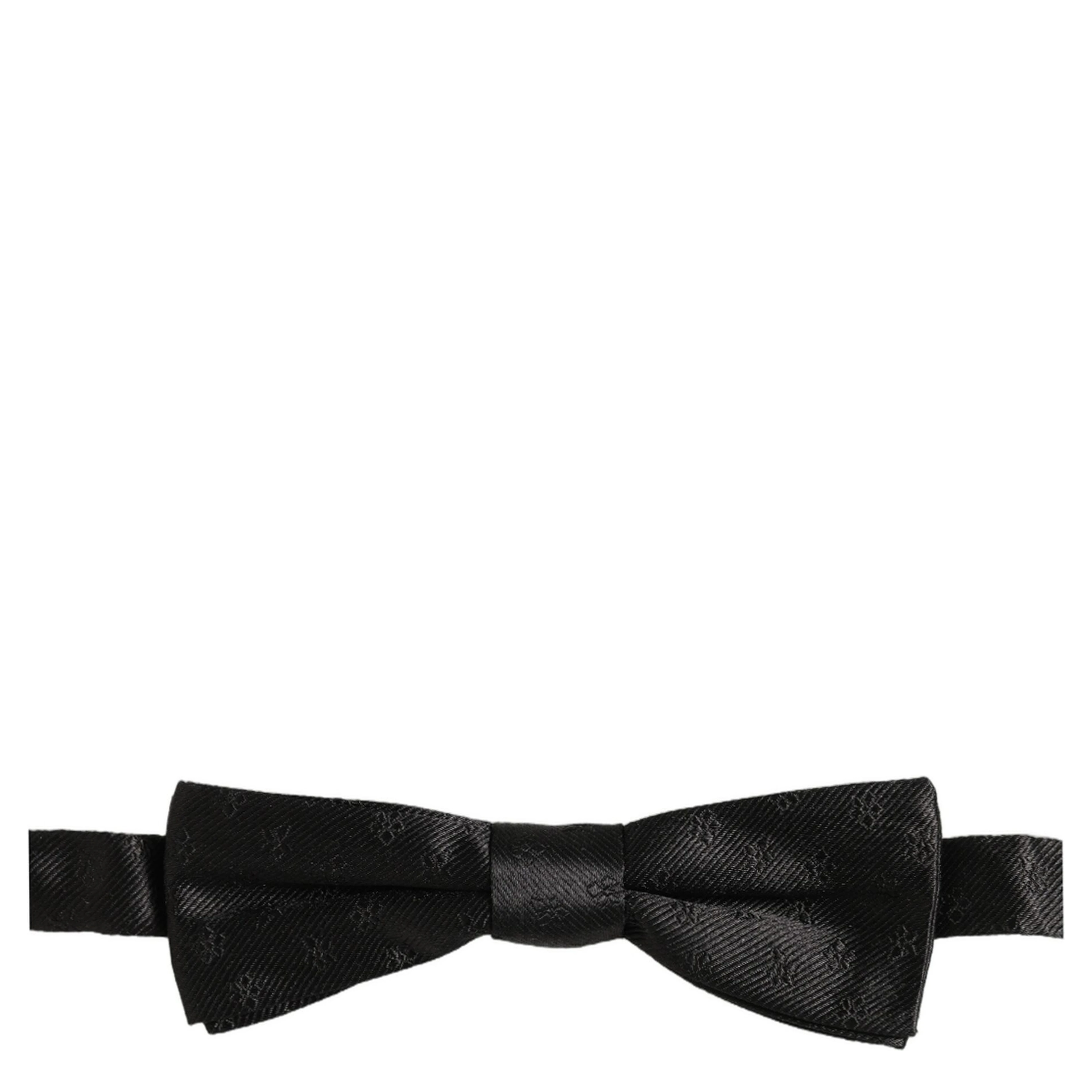 Men Black Floral Silk Adjustable Neck Papillon Bow Tie