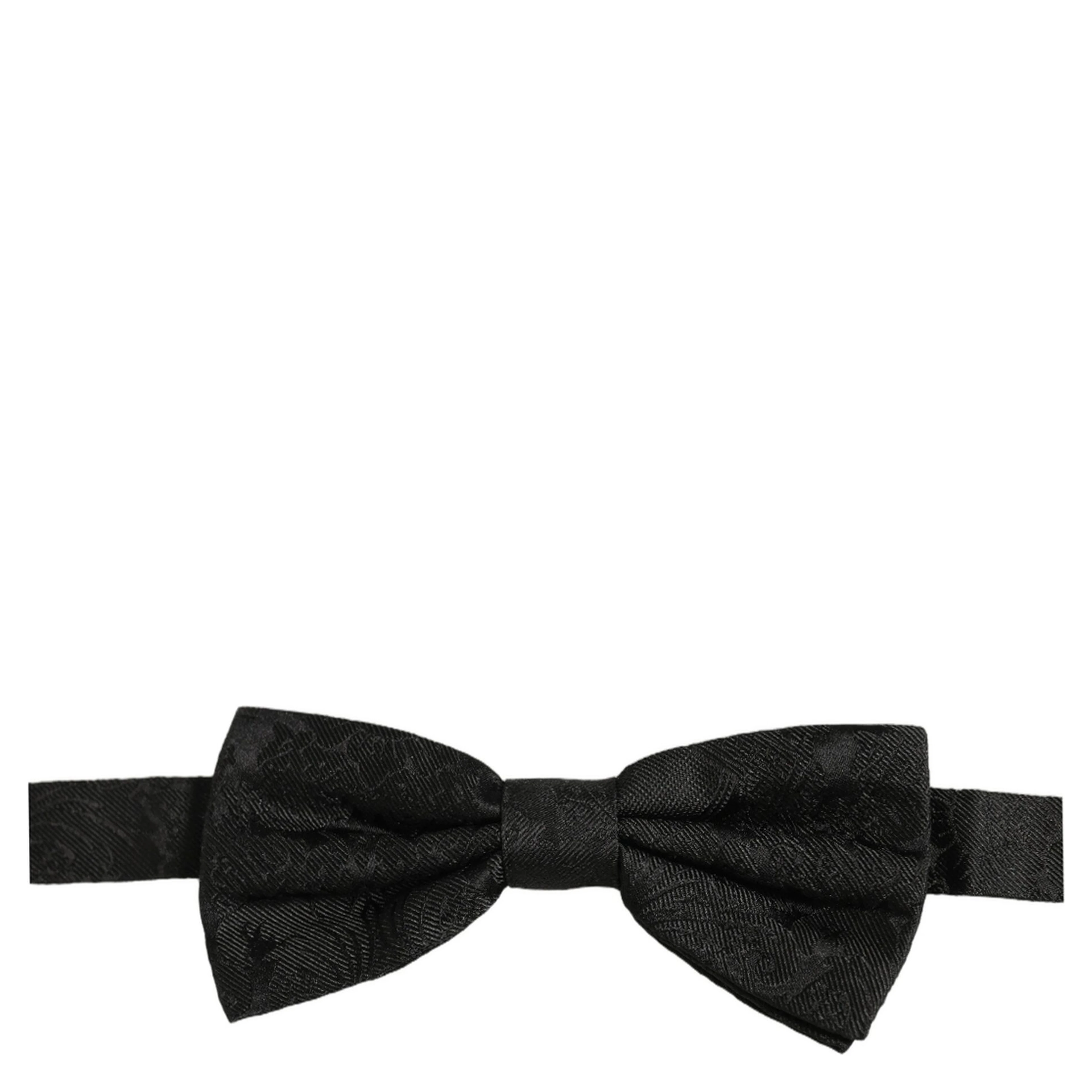 Men Black Paisley Silk Adjustable Neck Papillon Bow Tie