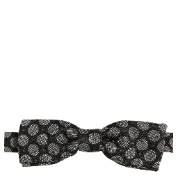Black White Geometric Silk Adjustable Neck Papillon Bow Tie