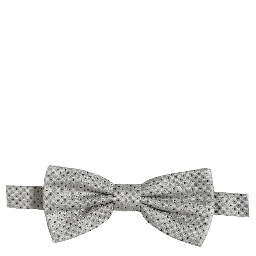 Men Black Gray Polka Dot Adjustable Neck Papillon Bow Tie