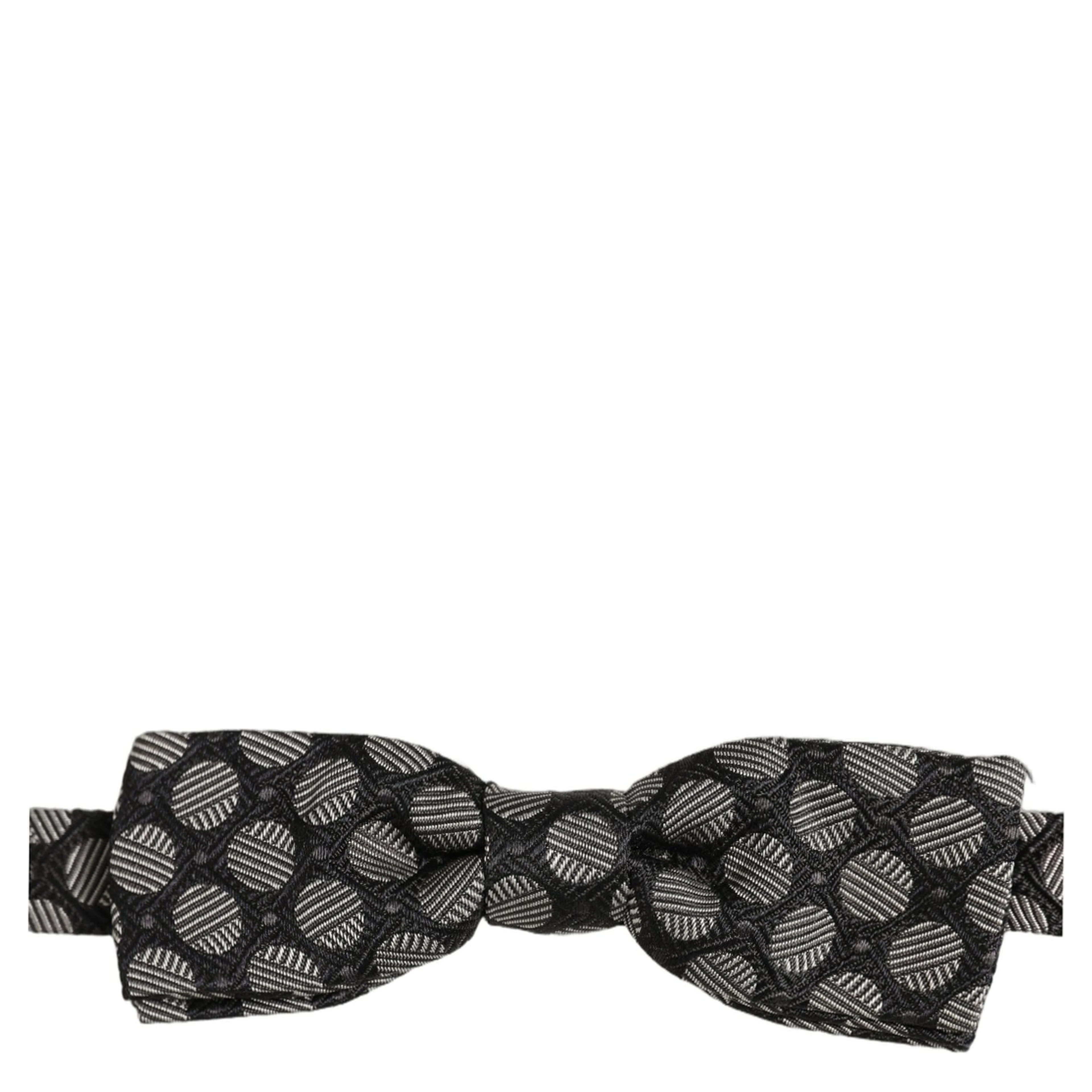 Black White Geometric Silk Adjustable Neck Papillon Bow Tie