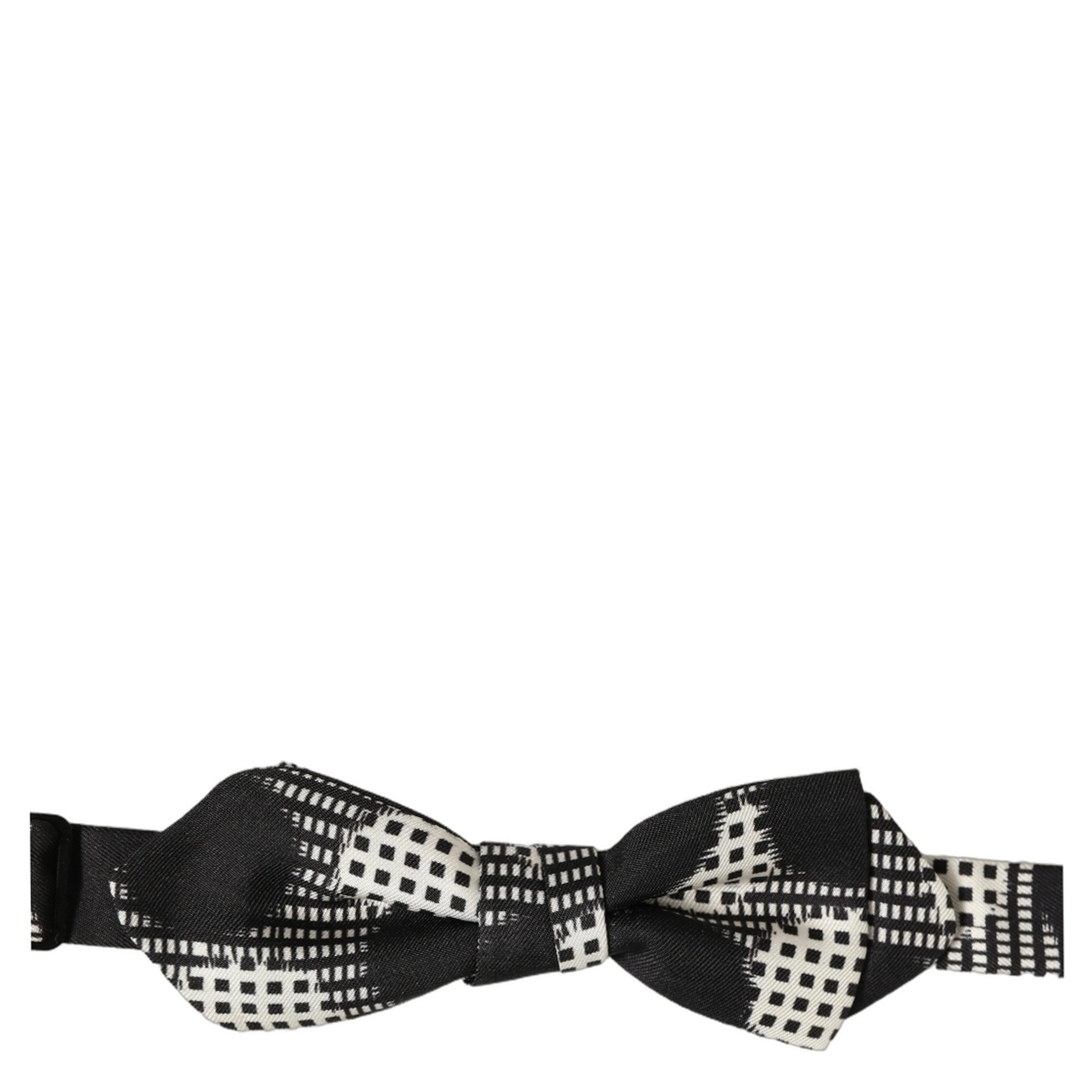Black White Checkered Adjustable Neck Papillon Bow Tie