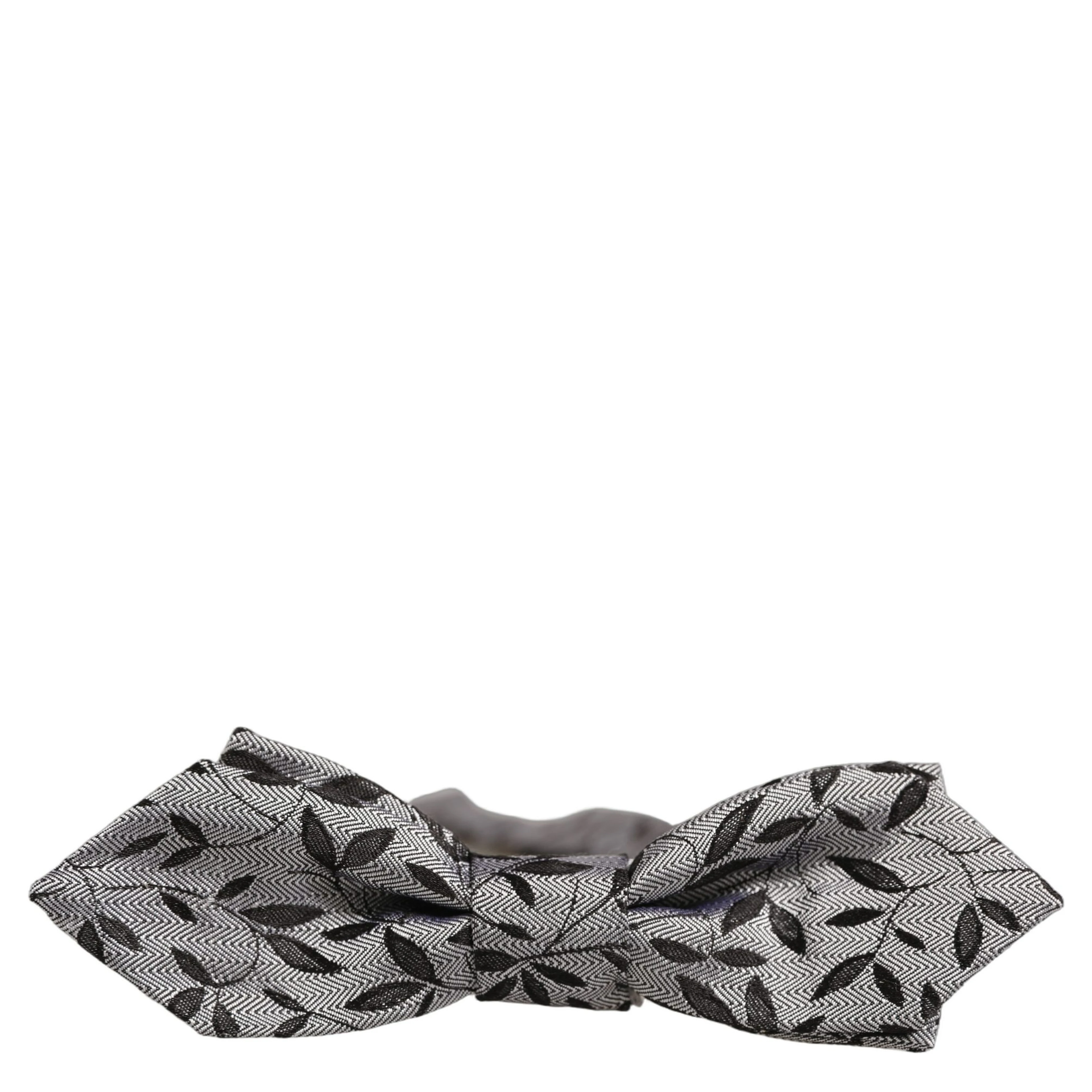 Men Gray Abstract Silk Adjustable Neck Papillon Bow Tie