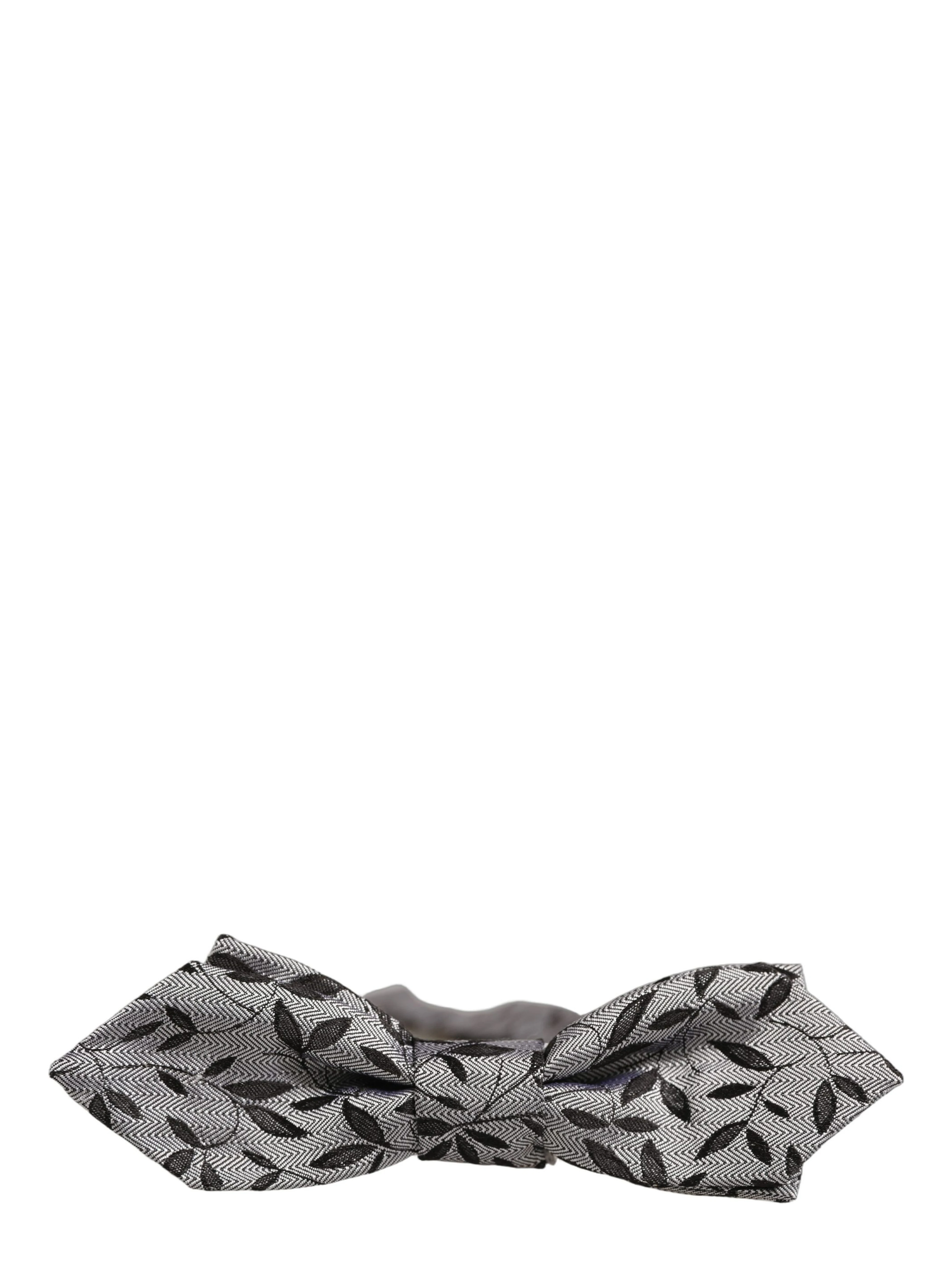 Men Gray Abstract Silk Adjustable Neck Papillon Bow Tie