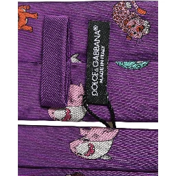 Men Purple Animal Print Adjustable Tied Necktie Tie