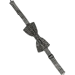 Men Gray Silk Patterned Adjustable Neck Papillon Bow Tie