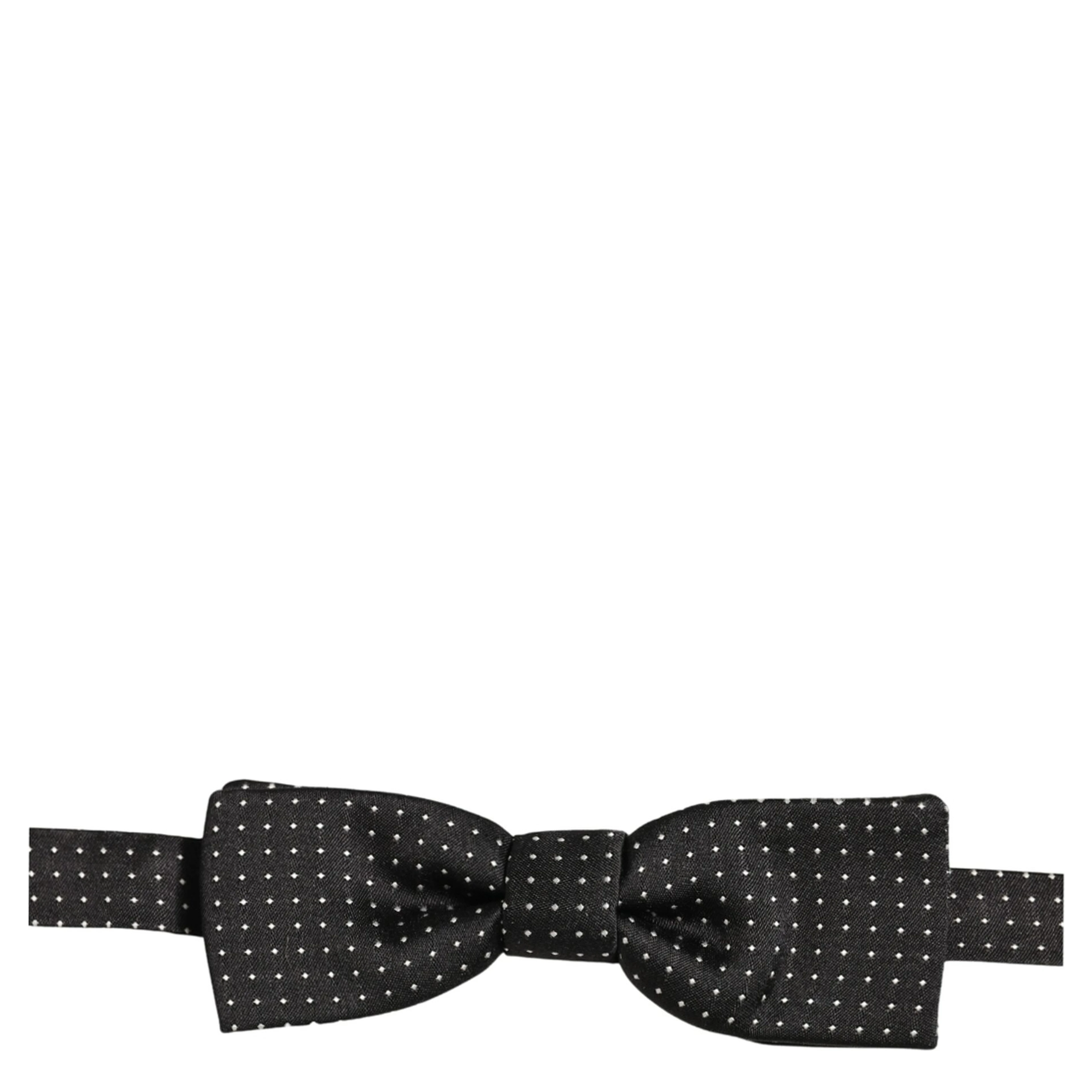 Black White Polka Dot Adjustable Neck Papillon Bow Tie