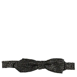 Men Black Dotted Silk Adjustable Neck Papillon Bow Tie
