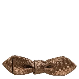 Men Brown Gold Silk Adjustable Neck Papillon Bow Tie