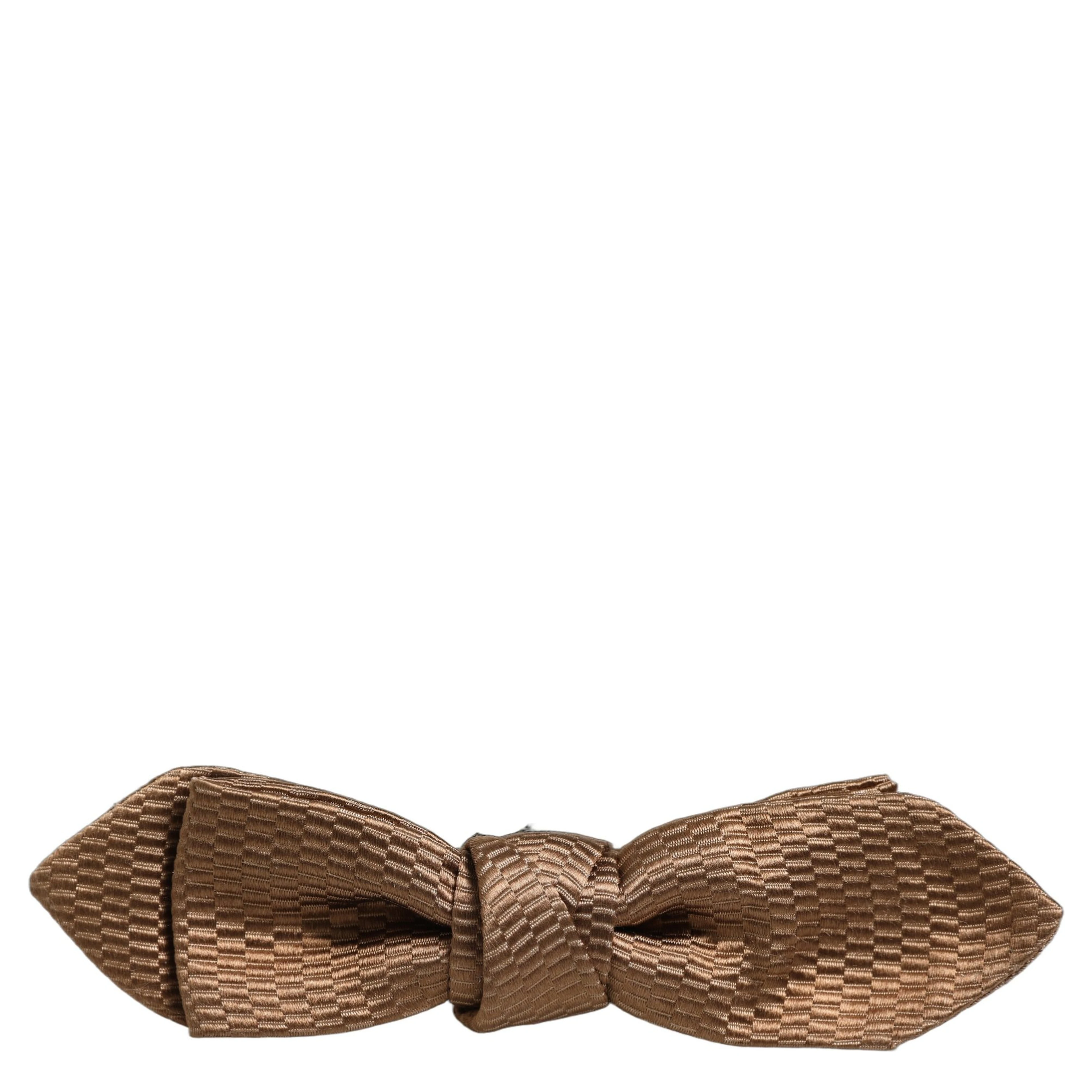 Men Brown Gold Silk Adjustable Neck Papillon Bow Tie