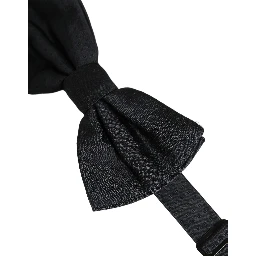 Men Black 100% Silk Adjustable Neck Papillon Bow Tie