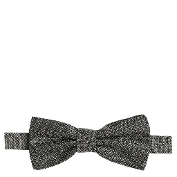 Men Gray Silk Patterned Adjustable Neck Papillon Bow Tie