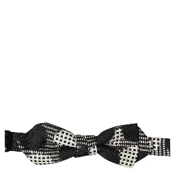 Black White Checkered Adjustable Neck Papillon Bow Tie