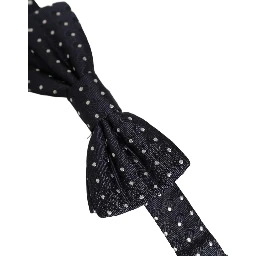 Black White Polka Dot Adjustable Neck Papillon Bow Tie