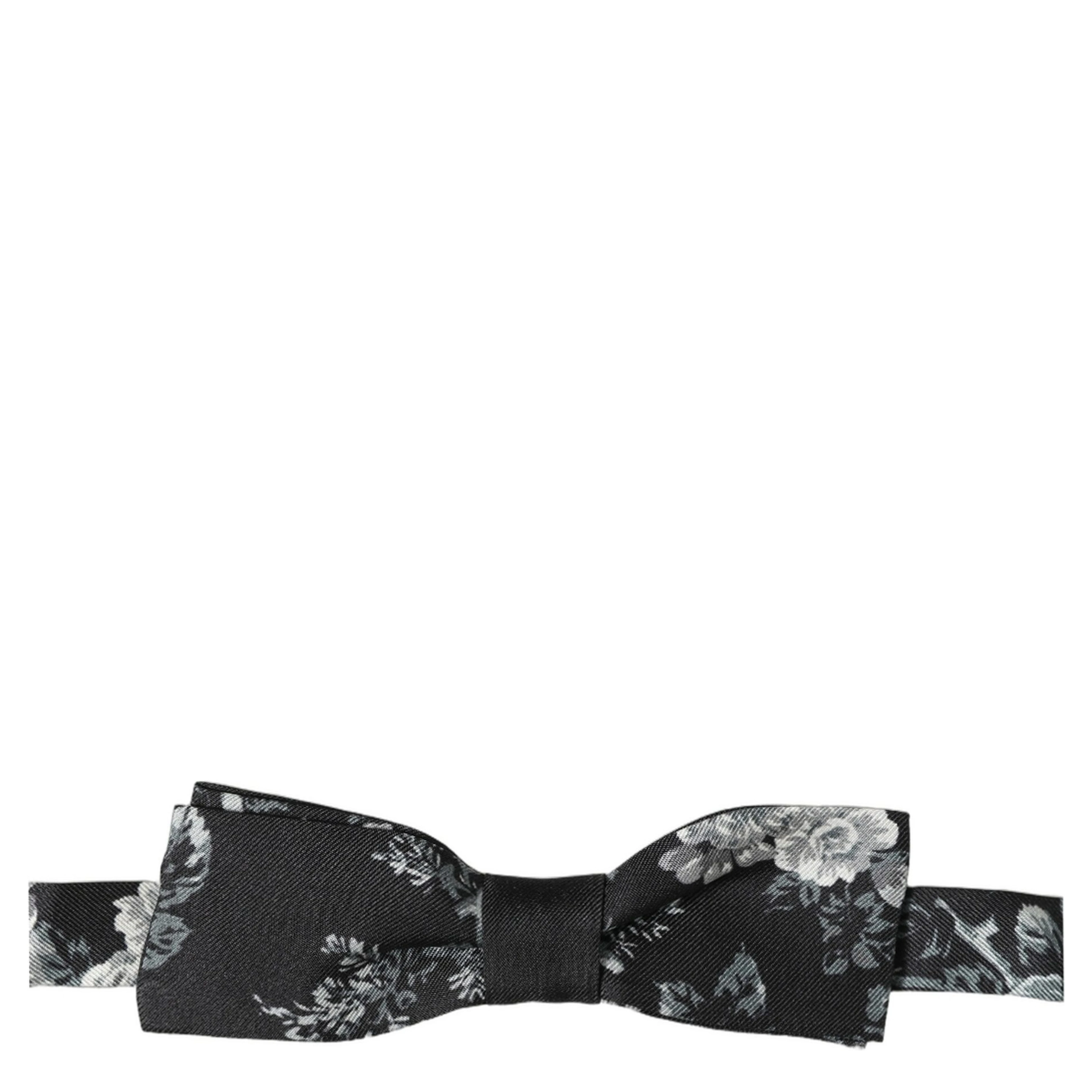 Black Floral Silk Adjustable Neck Men Papillon Bow Tie
