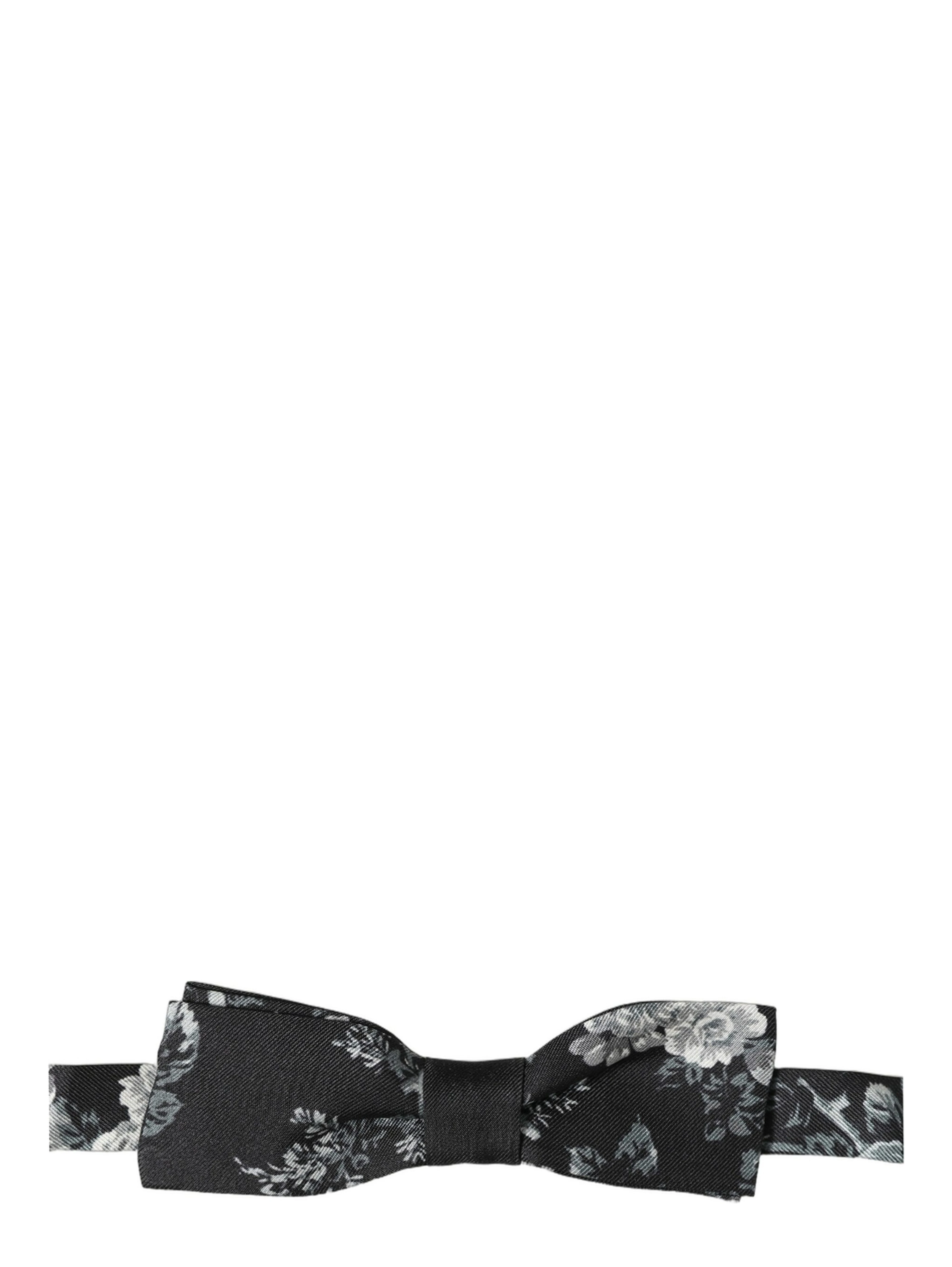 Black Floral Silk Adjustable Neck Men Papillon Bow Tie