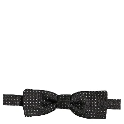 Black White Polka Dot Adjustable Neck Papillon Bow Tie