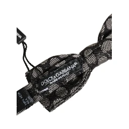 Black White Geometric Silk Adjustable Neck Papillon Bow Tie
