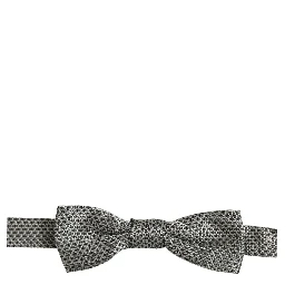 Men Gray Silk Patterned Adjustable Neck Papillon Bow Tie