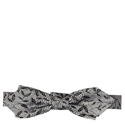 Men Gray Abstract Silk Adjustable Neck Papillon Bow Tie