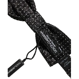 Black White Polka Dot Adjustable Neck Papillon Bow Tie