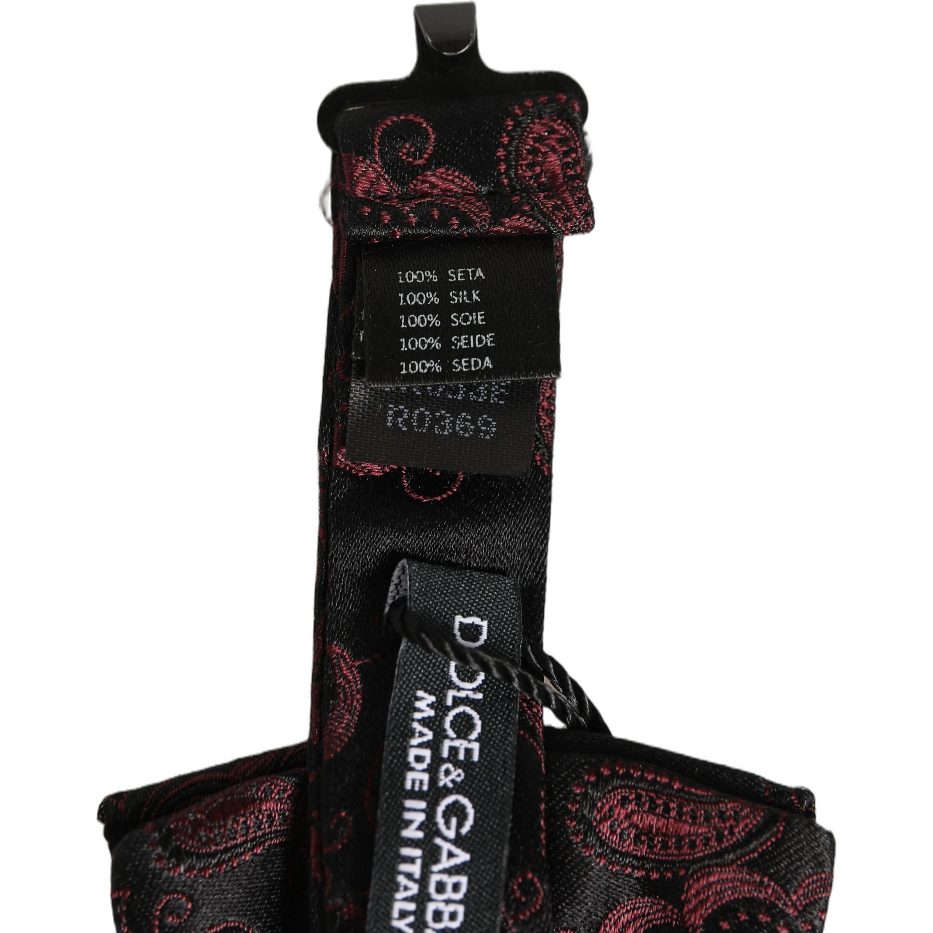 Burgundy Paisley Silk Adjustable Neck Papillon Bow Tie
