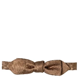 Men Brown Gold Silk Adjustable Neck Papillon Bow Tie