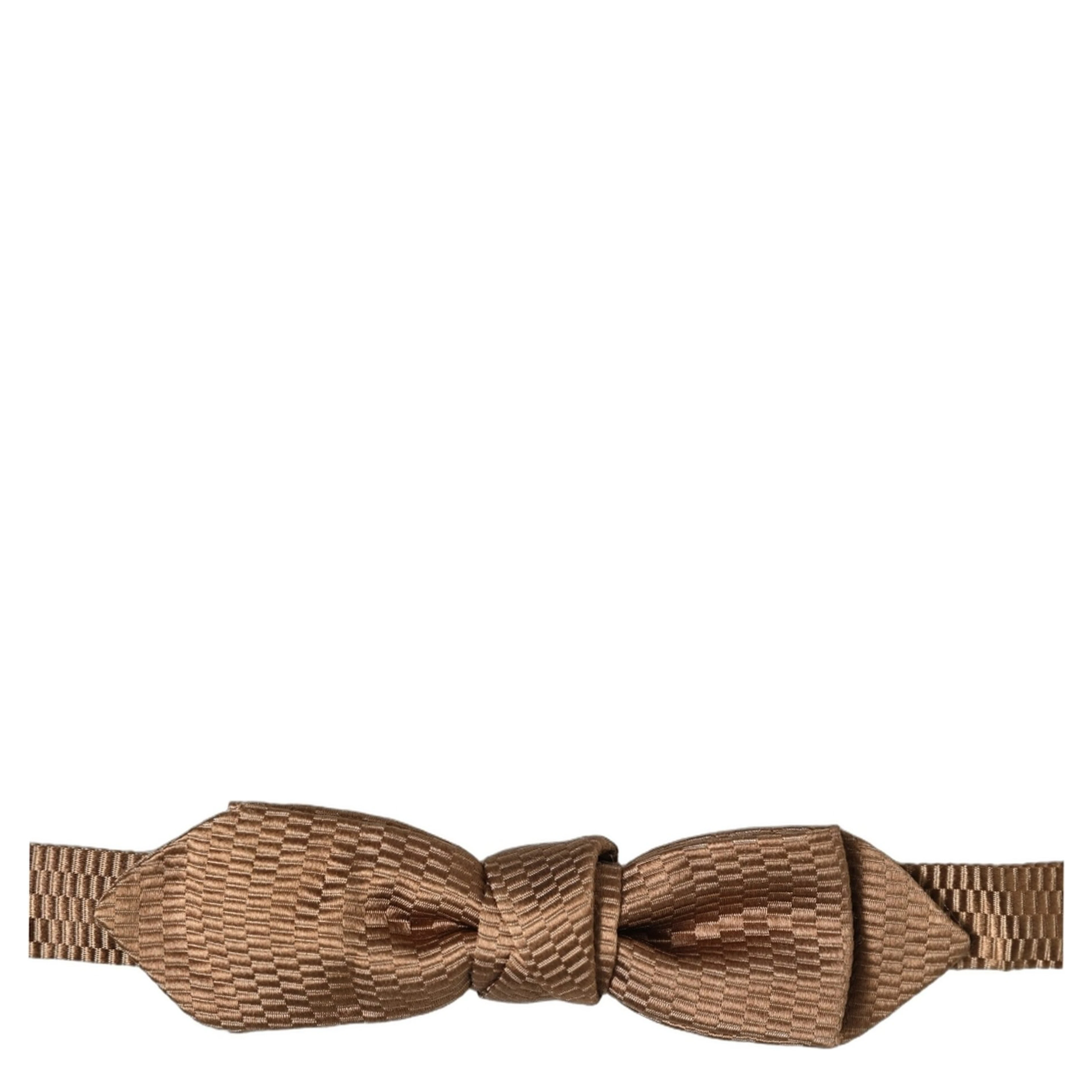Men Brown Gold Silk Adjustable Neck Papillon Bow Tie