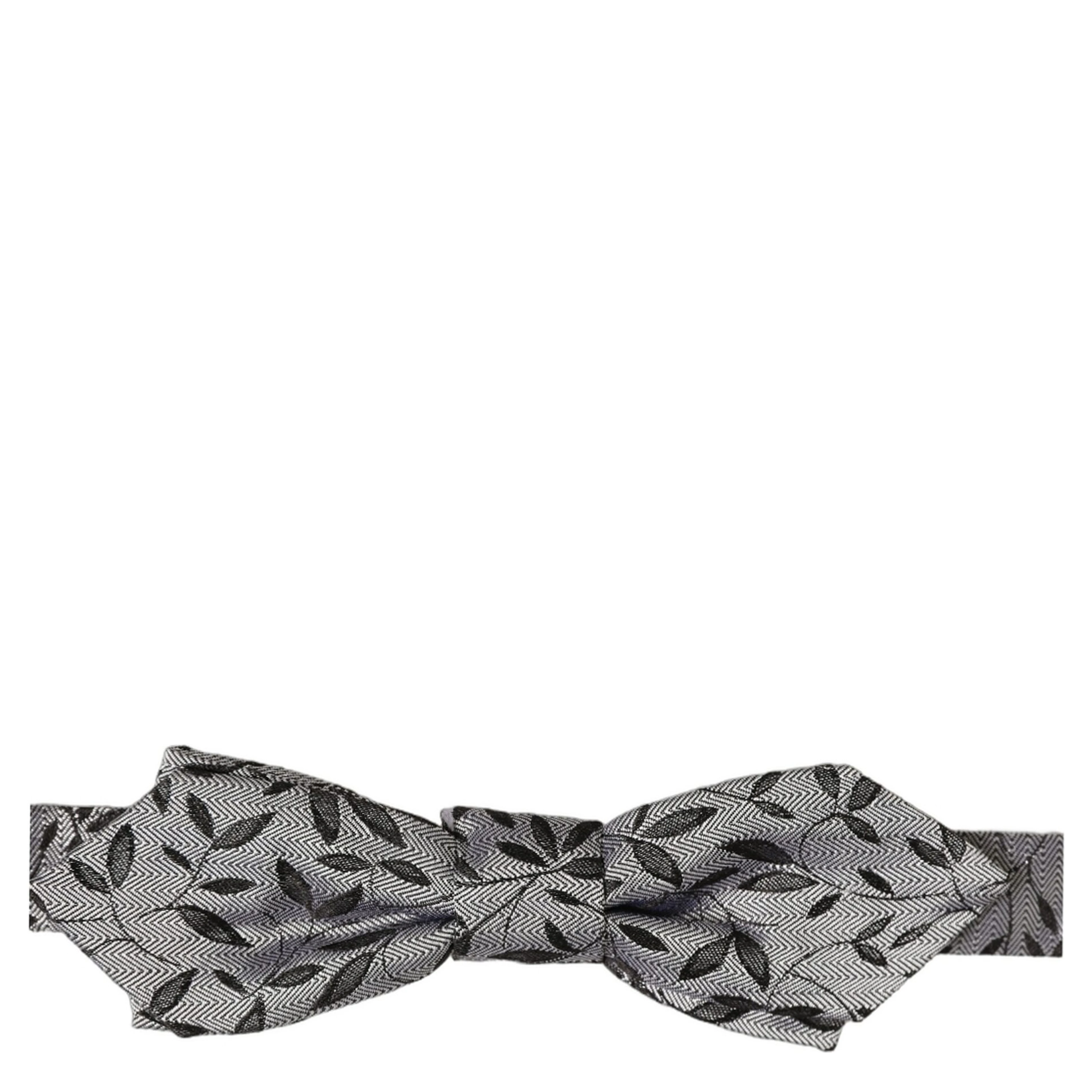 Men Gray Abstract Silk Adjustable Neck Papillon Bow Tie