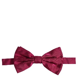 Men Burgundy Silk Adjustable Neck Papillon Bow Tie