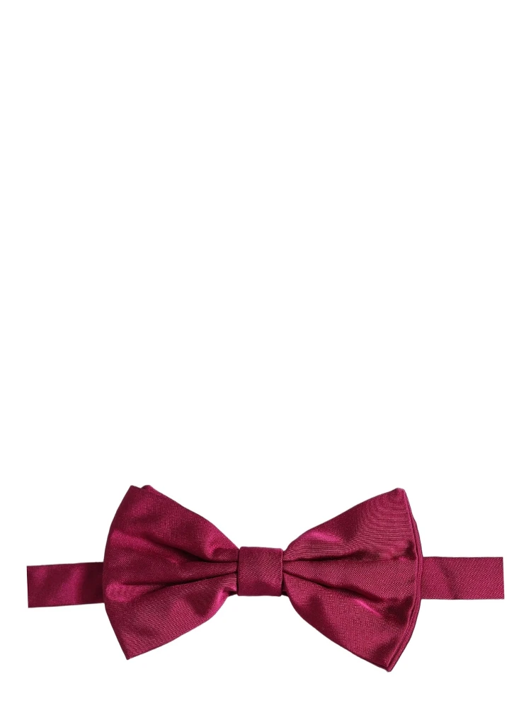 Men Burgundy Silk Adjustable Neck Papillon Bow Tie