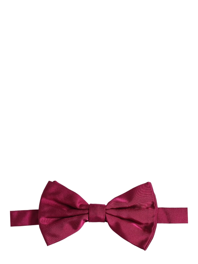 Men Burgundy Silk Adjustable Neck Papillon Bow Tie