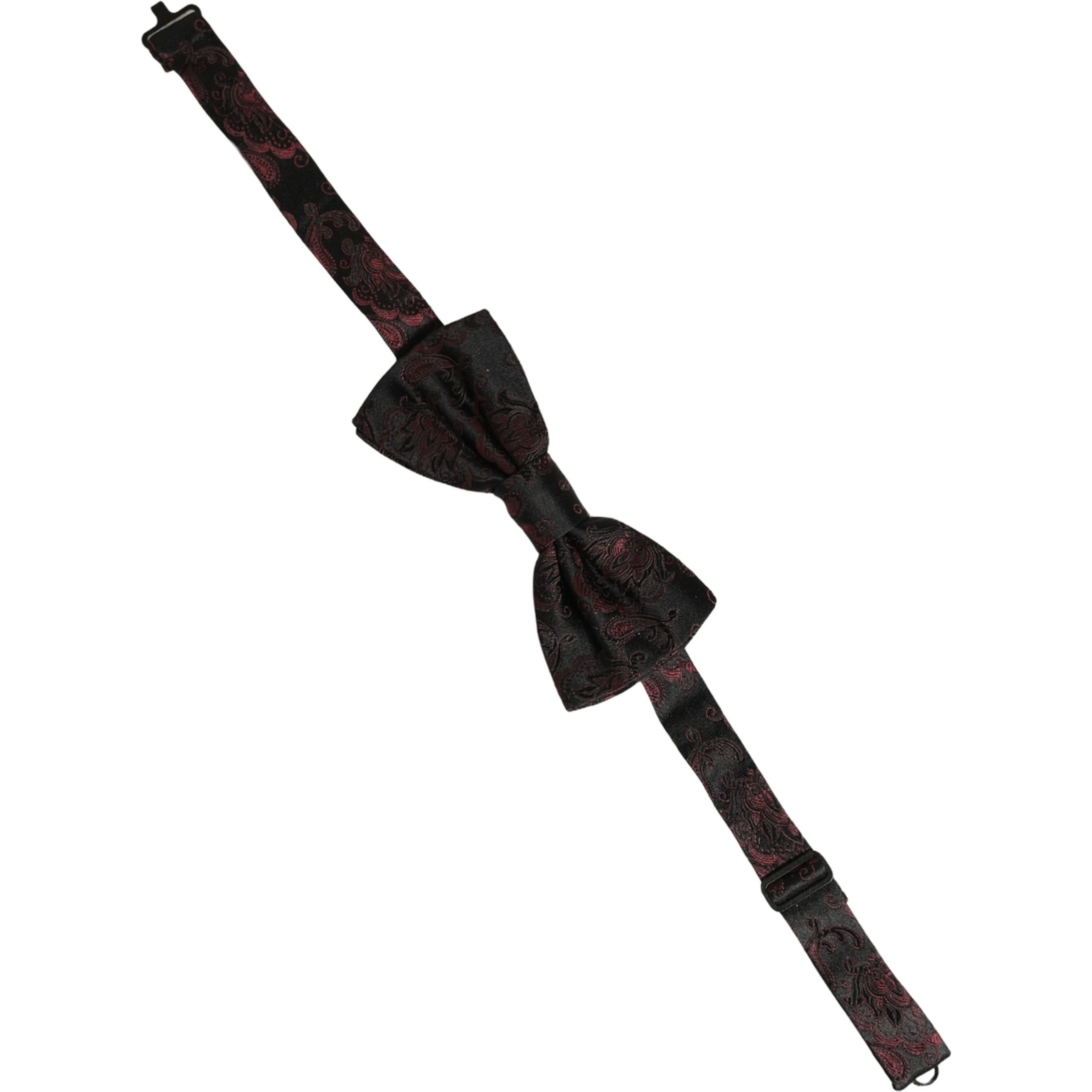 Burgundy Paisley Silk Adjustable Neck Papillon Bow Tie