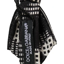 Black White Checkered Adjustable Neck Papillon Bow Tie