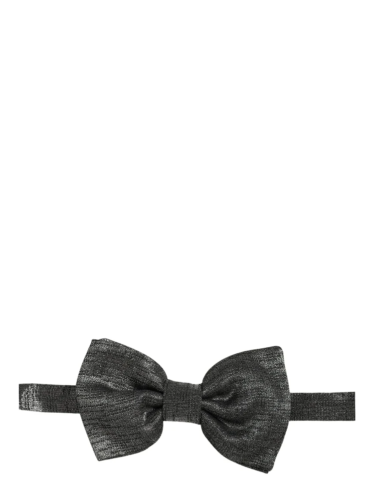 Men Metallic Black Silk Adjustable Neck Papillon Bow Tie
