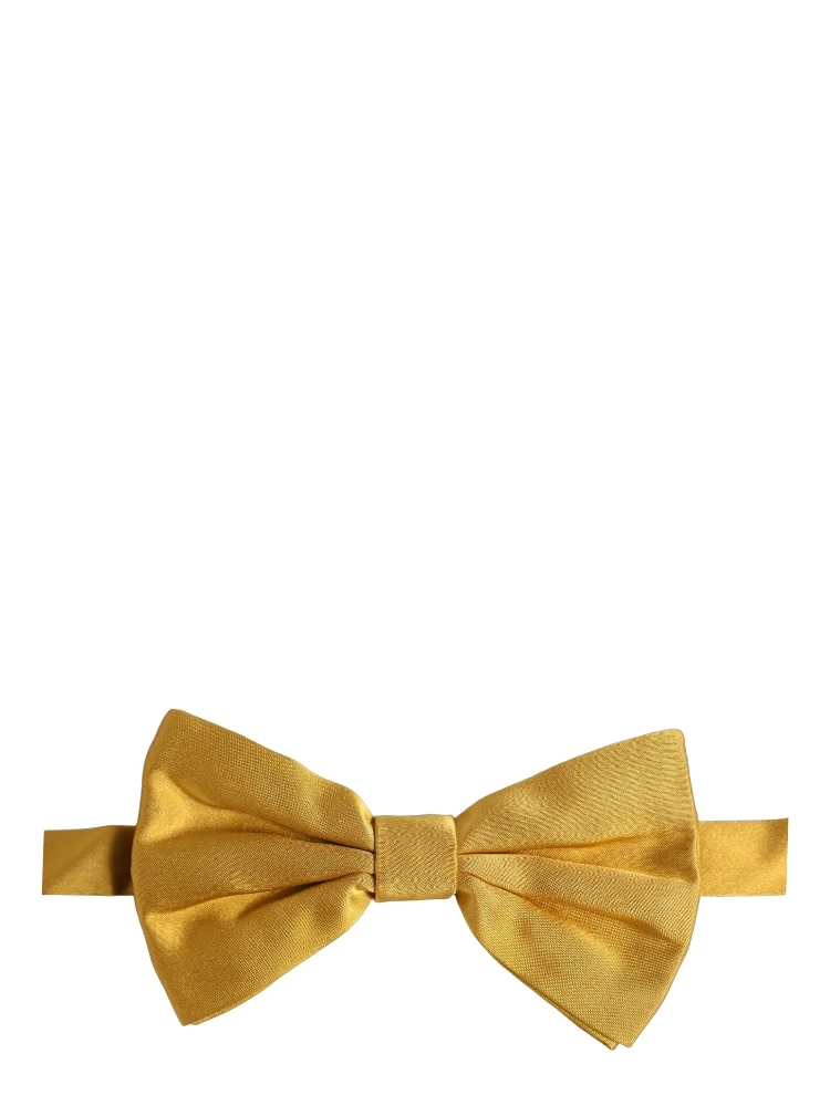 Men Yellow 100% Silk Adjustable Neck Papillon Bow Tie