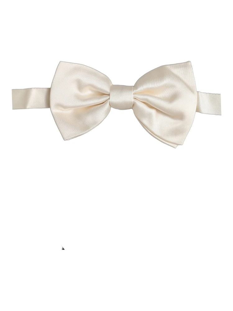 Men White 100% Silk Adjustable Neck Papillon Bow Tie