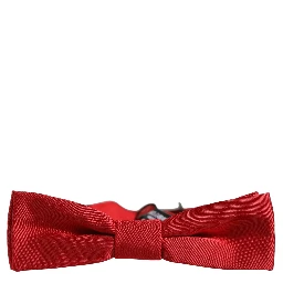 Men Red 100% Silk Adjustable Neck Papillon Bow Tie