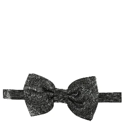 Men Metallic Black Silk Adjustable Neck Papillon Bow Tie