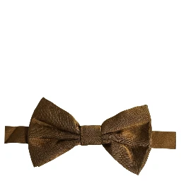 Men Brown 100% Silk Adjustable Neck Papillon Bow Tie