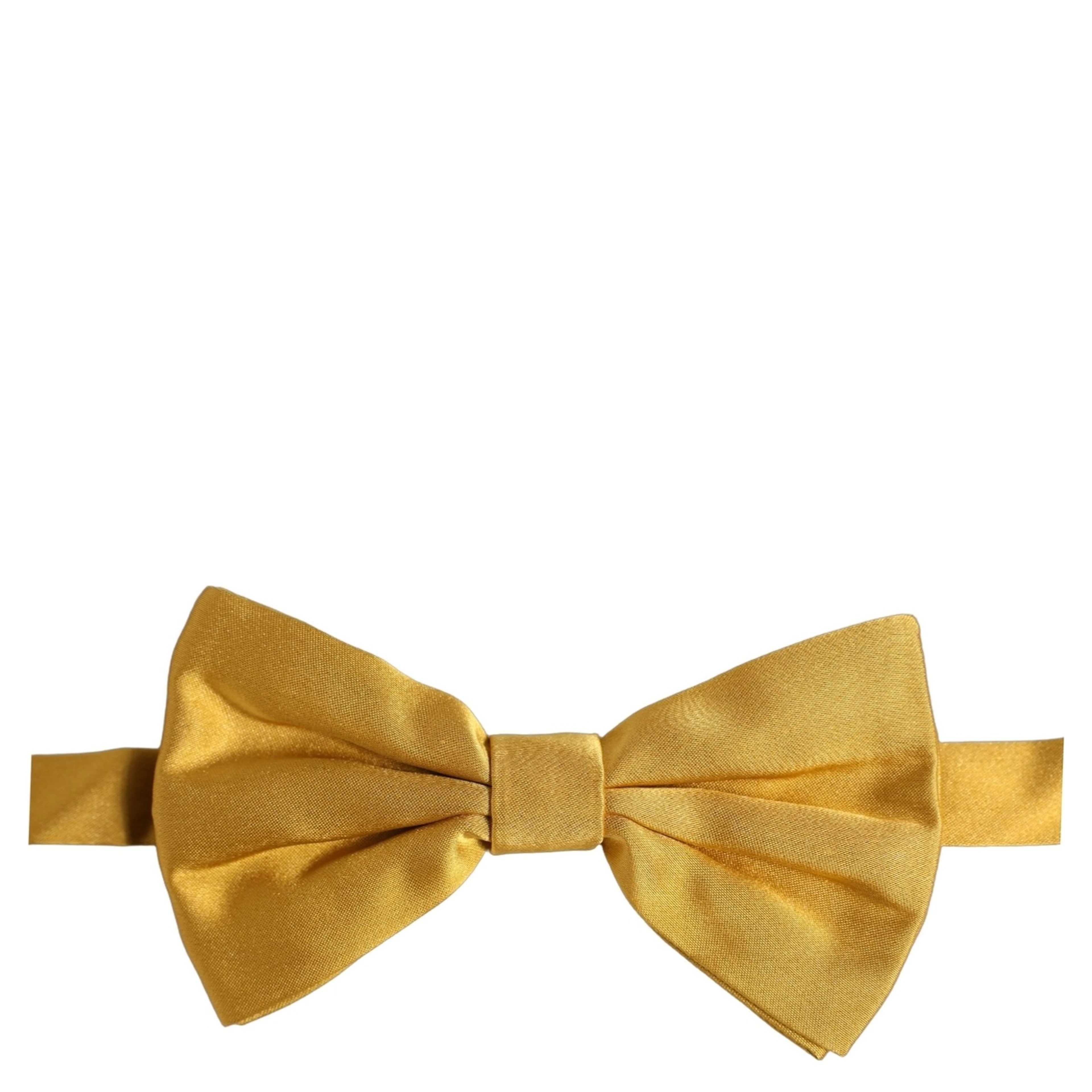 Men Yellow 100% Silk Adjustable Neck Papillon Bow Tie