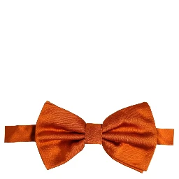 Men Orange 100% Silk Adjustable Neck Papillon Bow Tie
