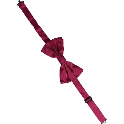 Men Burgundy Silk Adjustable Neck Papillon Bow Tie