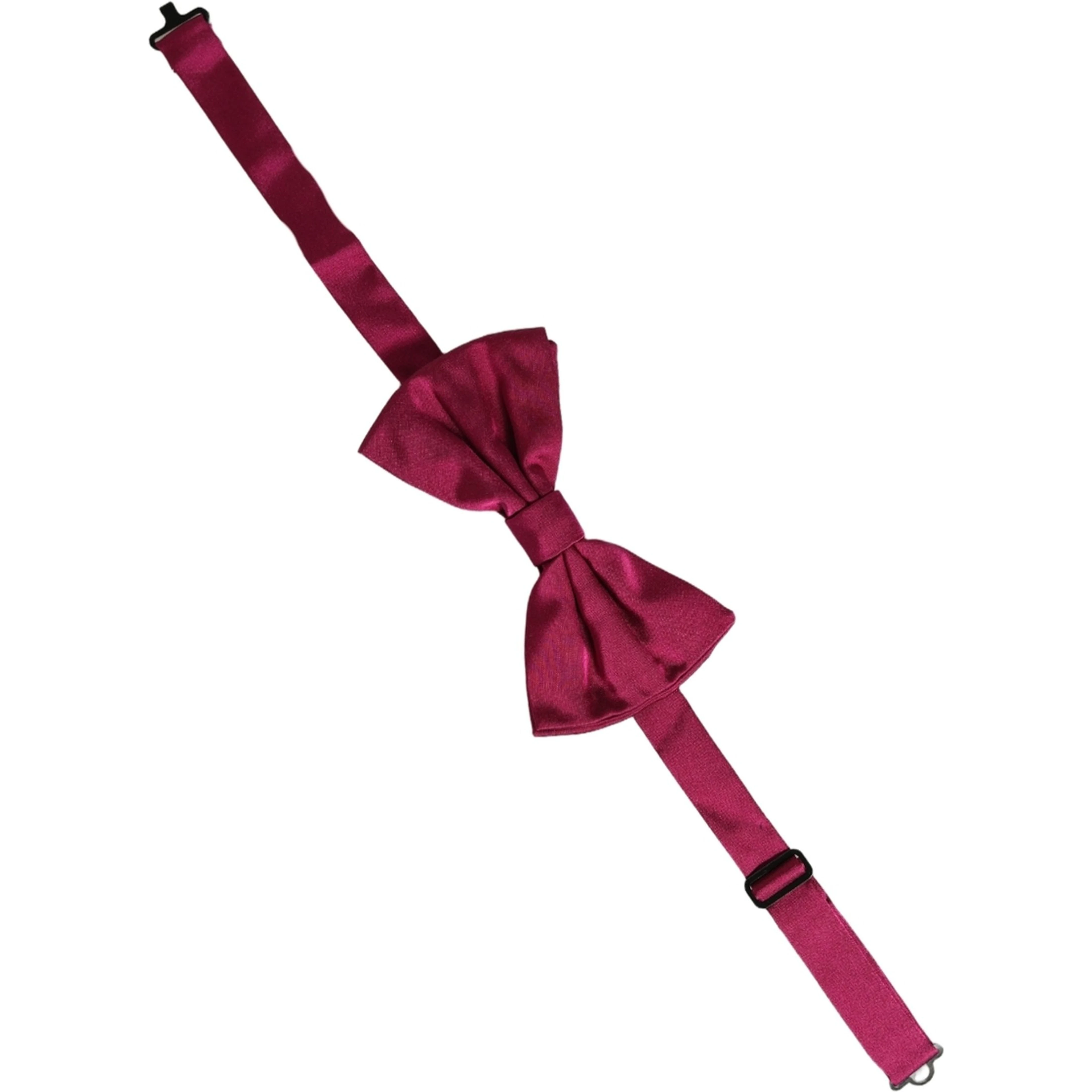 Men Burgundy Silk Adjustable Neck Papillon Bow Tie