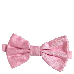 Men Pink 100% Silk Adjustable Neck Papillon Bow Tie