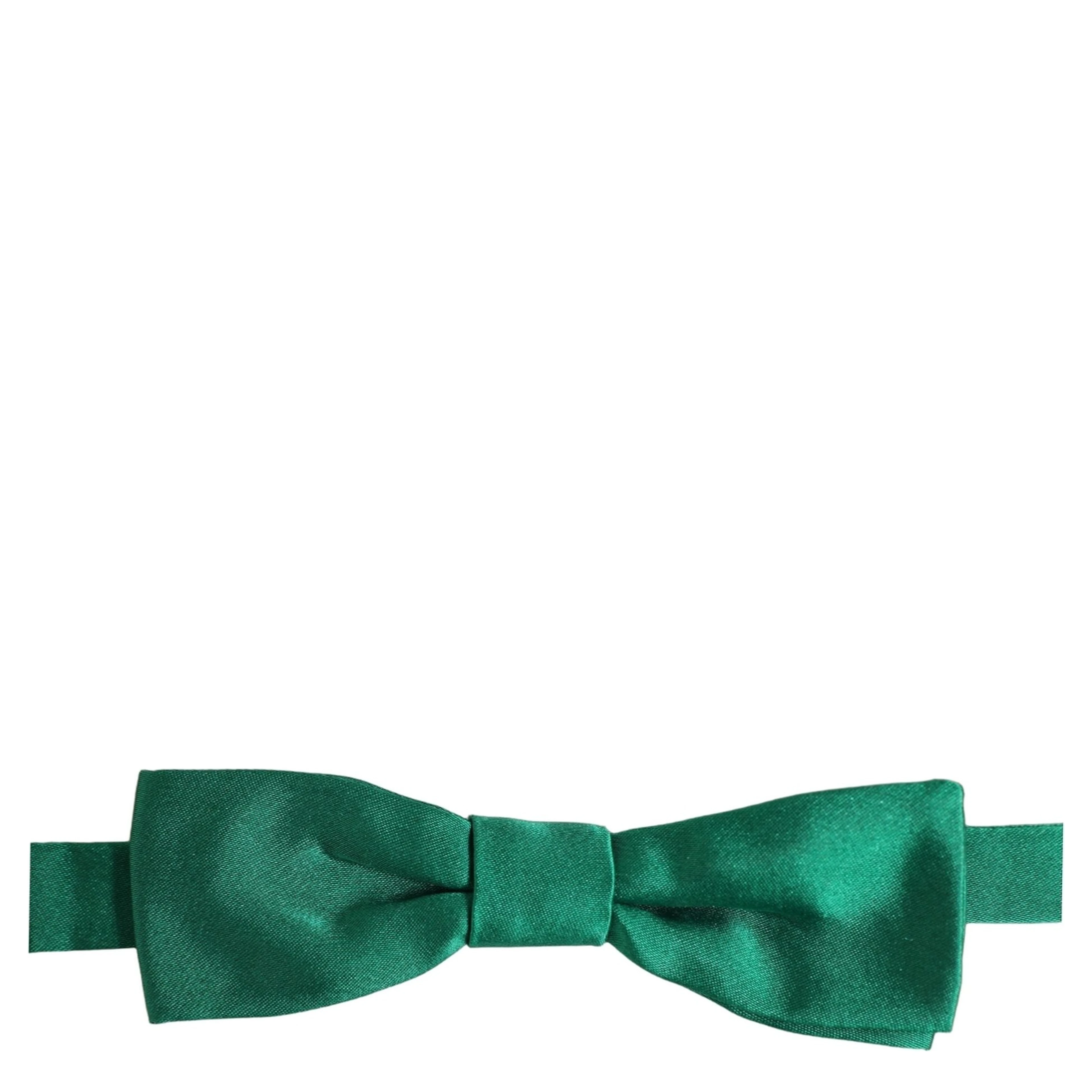 Men Green 100% Silk Adjustable Neck Papillon Bow Tie